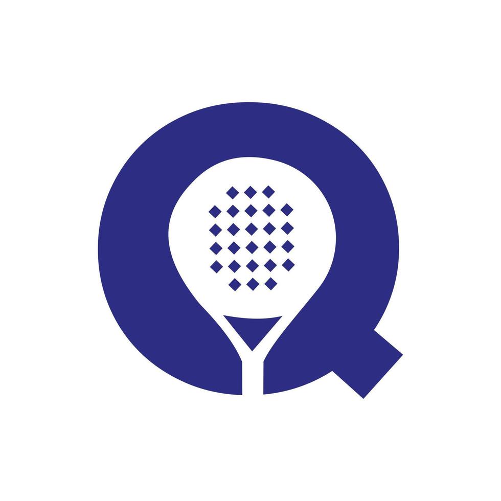 Letter Q Padel Racket Logo Design Vector Template. Beach Table Tennis Club Symbol