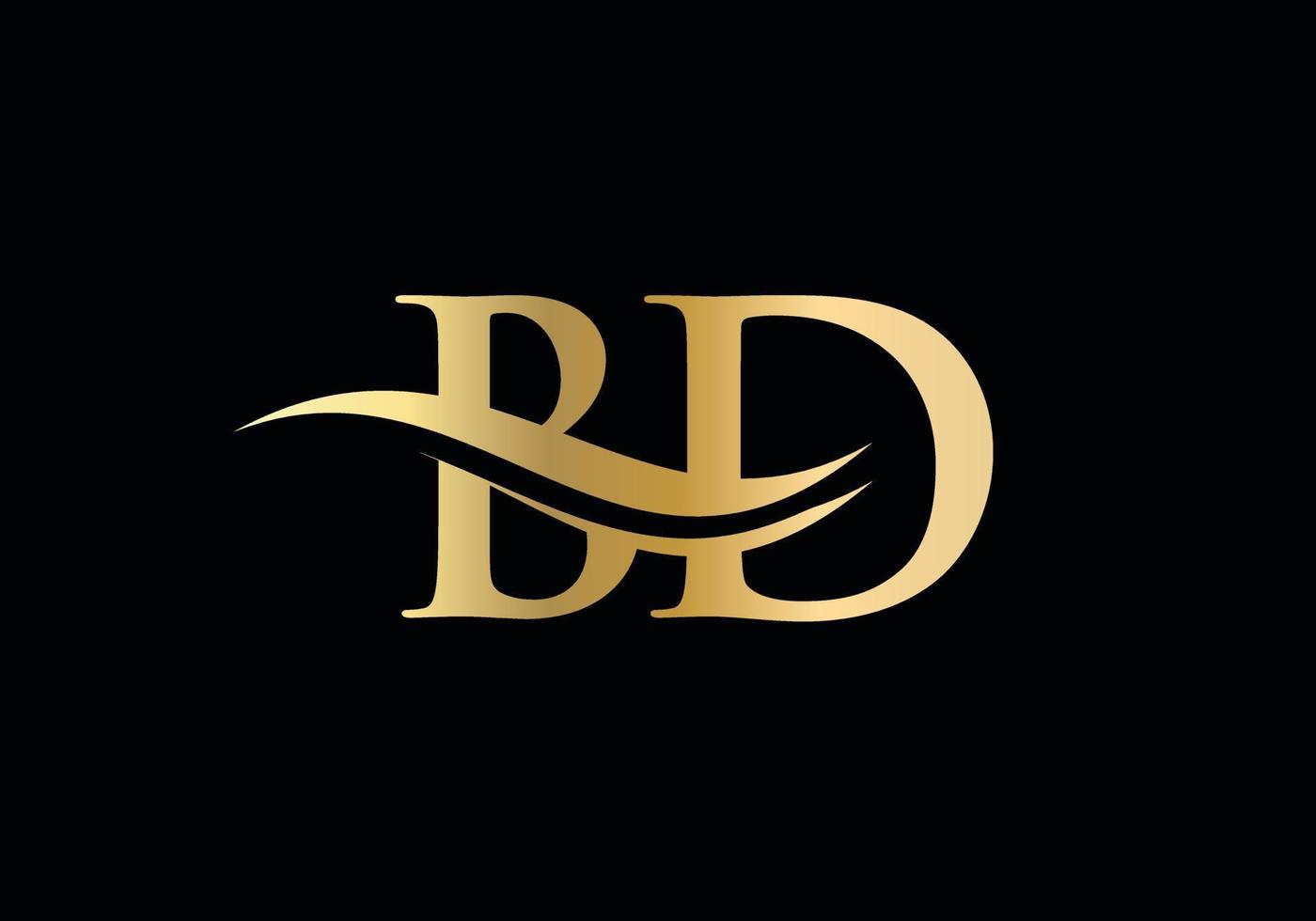 Swoosh Letter BD Logo Design for business and company identity. Water Wave BD Logo with modern trendy vector