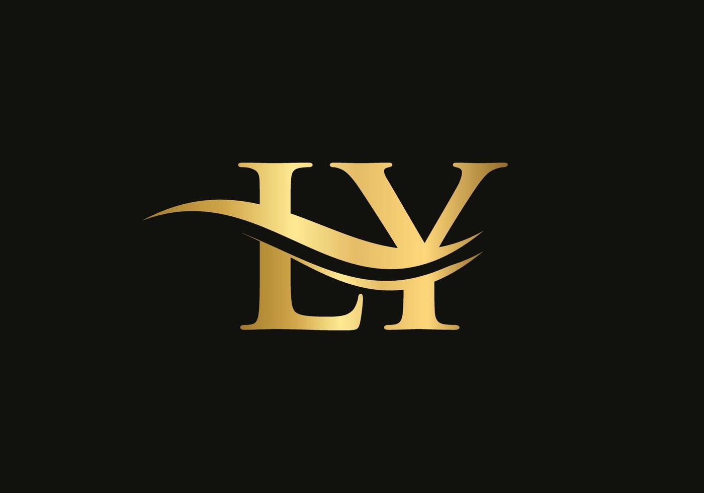 Swoosh Letter LY Logo Design for business and company identity. Water Wave LY Logo with modern trendy vector