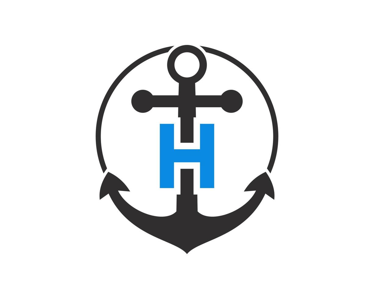 Initial Letter H Anchor Logo. Marine, Sailing Boat Logo vector