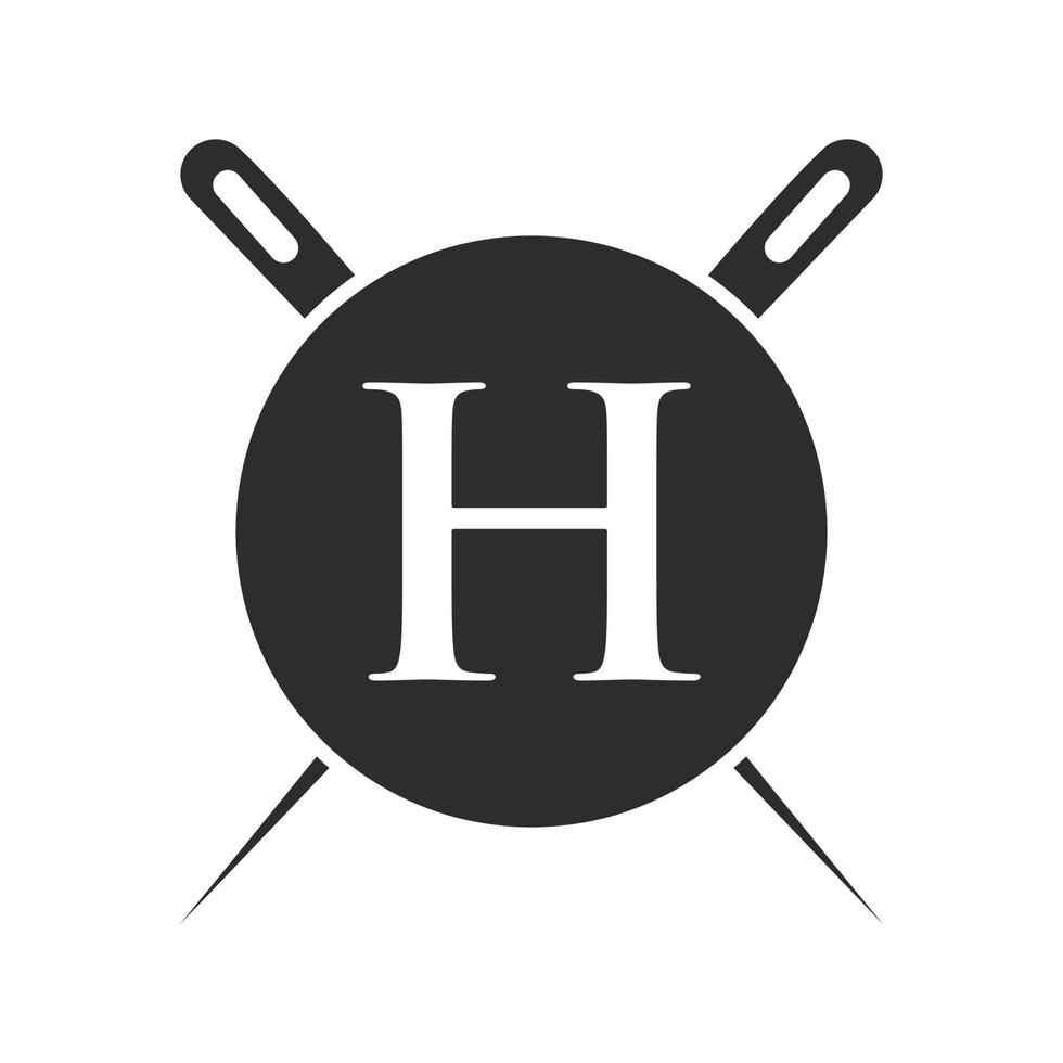 Letter H Tailor Logo, Needle and Thread Combination for Embroider, Textile, Fashion, Cloth, Fabric Template vector