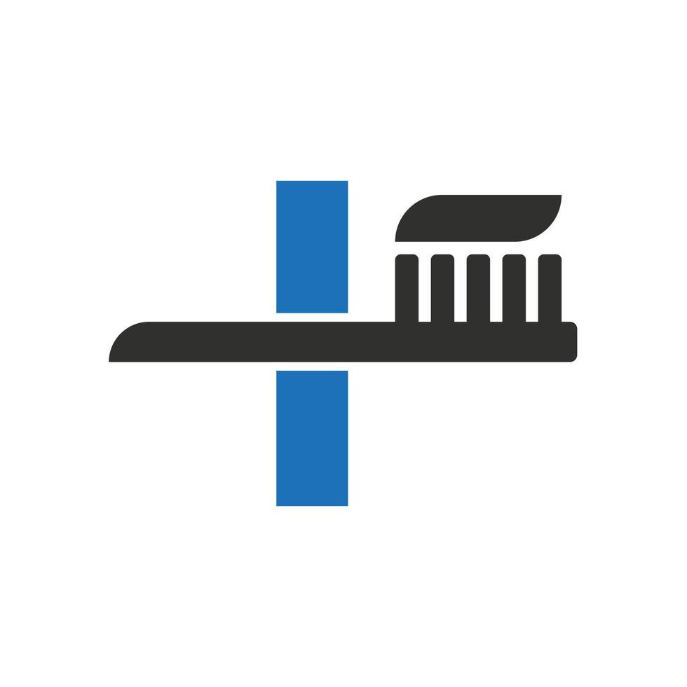 Initial Letter I Dental Logo Combine With Tooth Brush Symbol Template vector