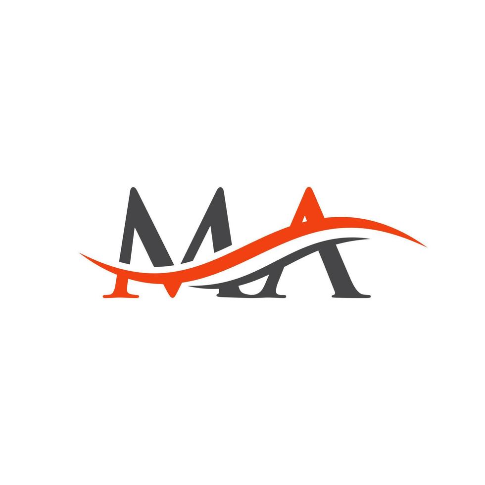 Premium Letter MA Logo Design with water wave concept. MA letter logo design vector