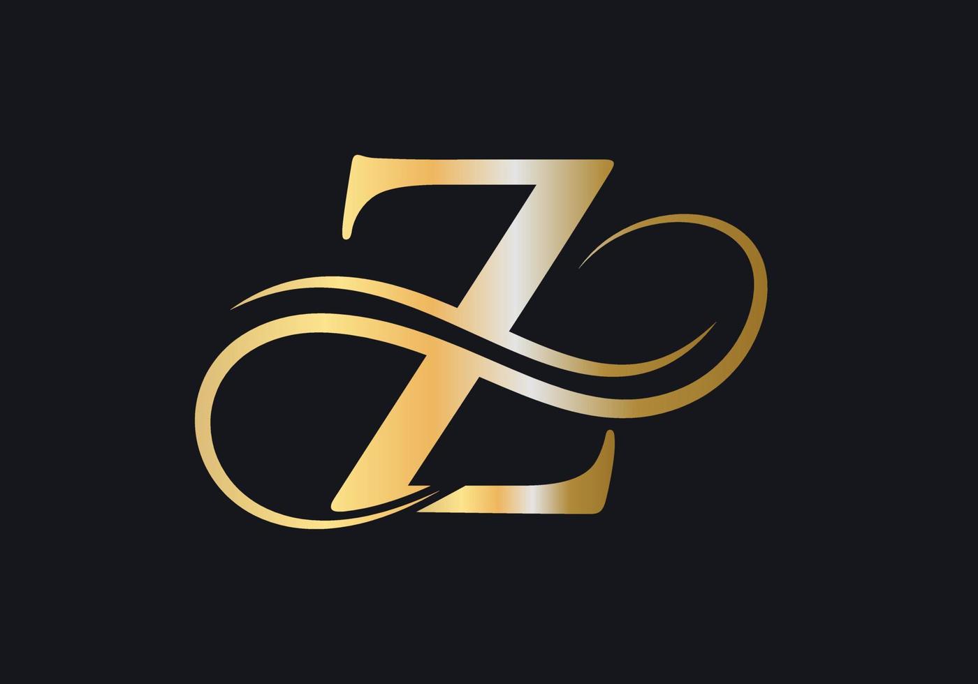 Letter Z Logo Luxurious Sign with Golden Luxury Color and Monogram Symbol vector