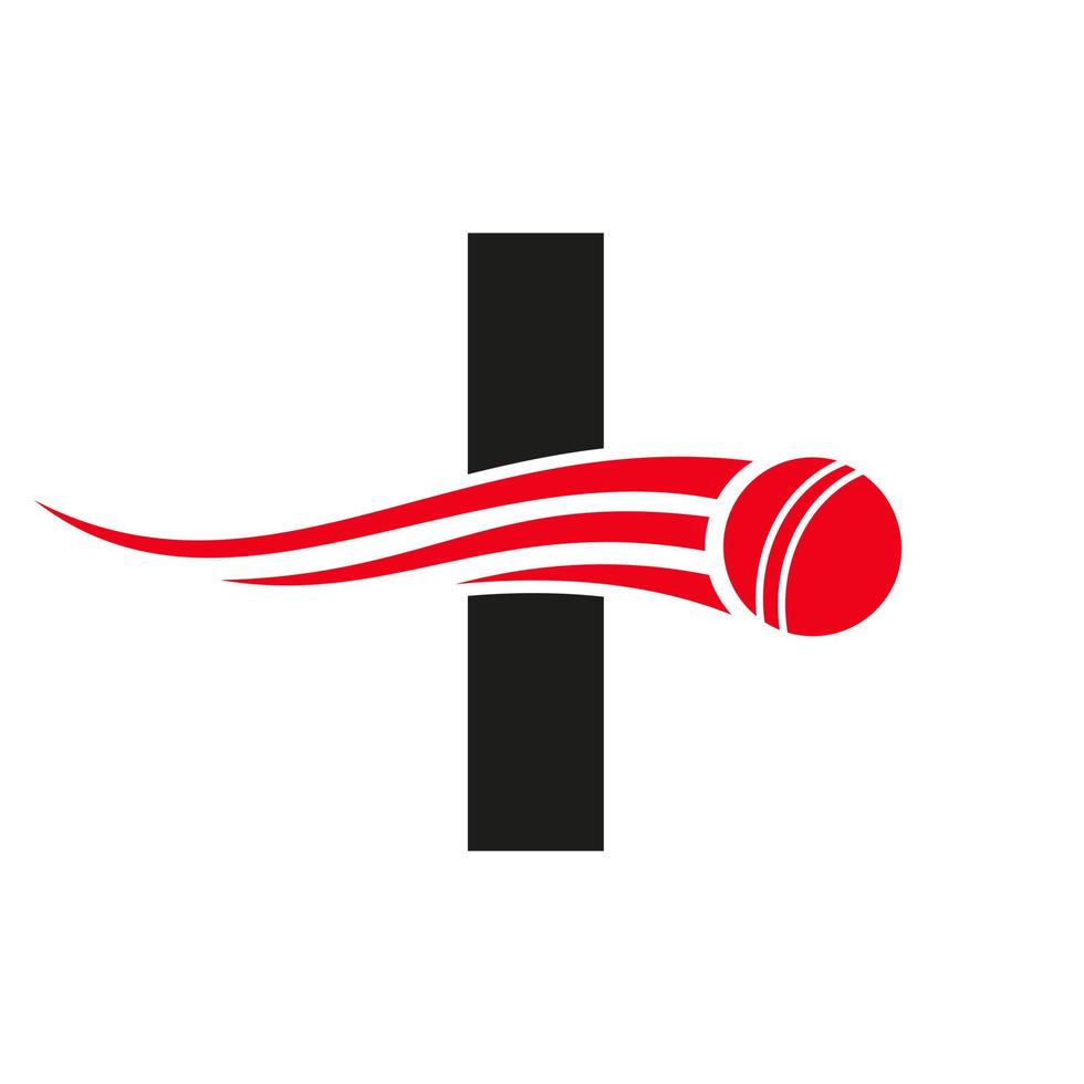 Letter I Cricket Logo Concept With Ball Icon For Cricket Club Symbol Vector Template. Cricketer Sign