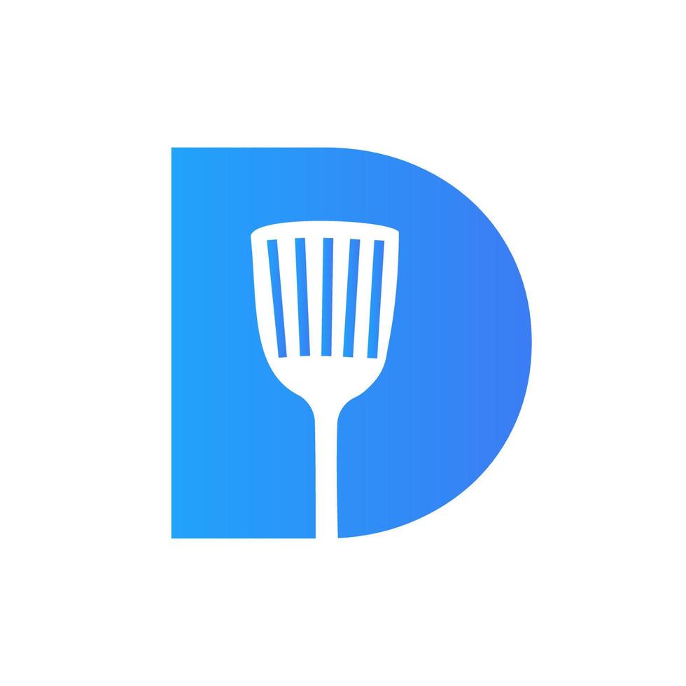 logotipo de la espátula de cocina letra d. diseño de logotipo de cocina combinado con espátula de cocina para símbolo de restaurante vector