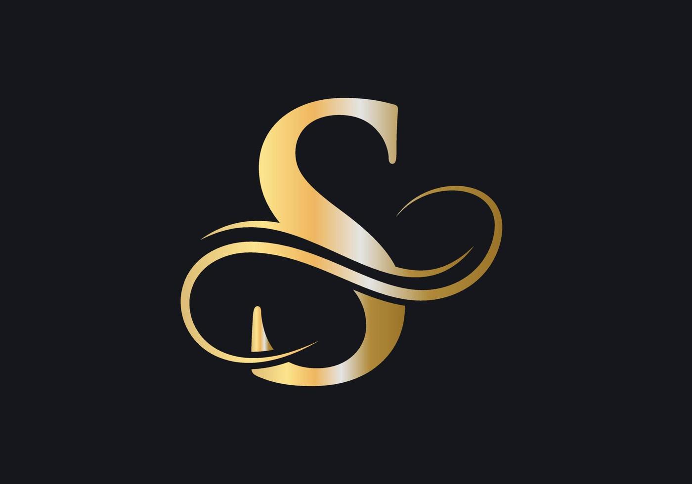 logotipo de letra s signo lujoso con color dorado de lujo y símbolo de monograma vector