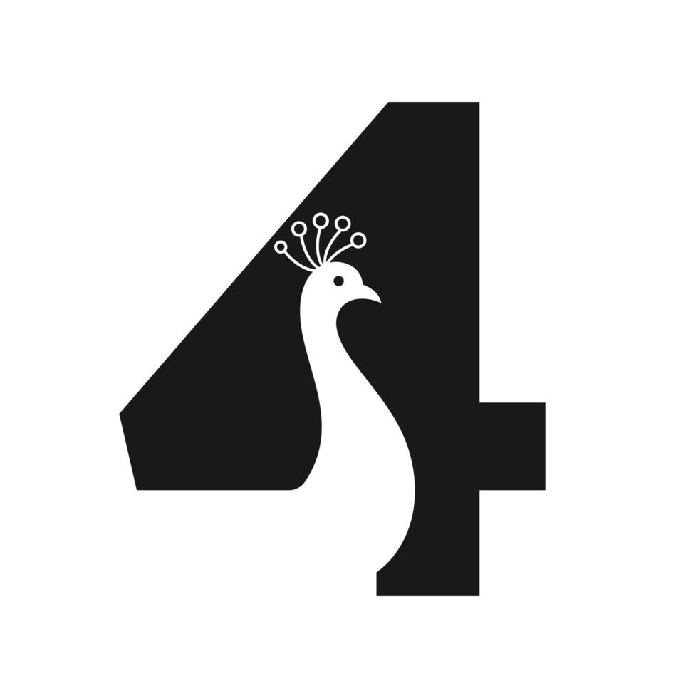 letra 4 hermosa plantilla de logotipo de pavo real plantilla de vector logotipo colorido
