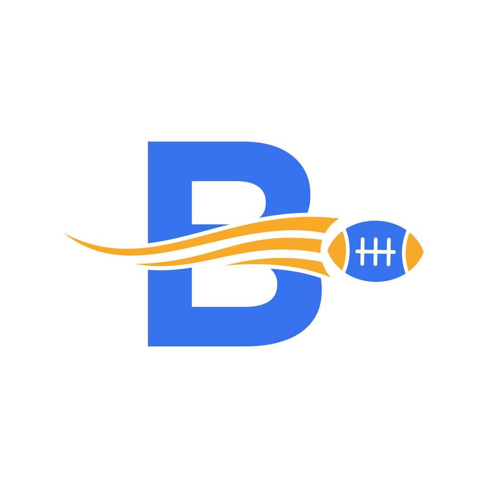 logotipo de rugby de la letra b, logotipo de fútbol americano combinado con icono de pelota de rugby para el símbolo vectorial del club de fútbol americano vector