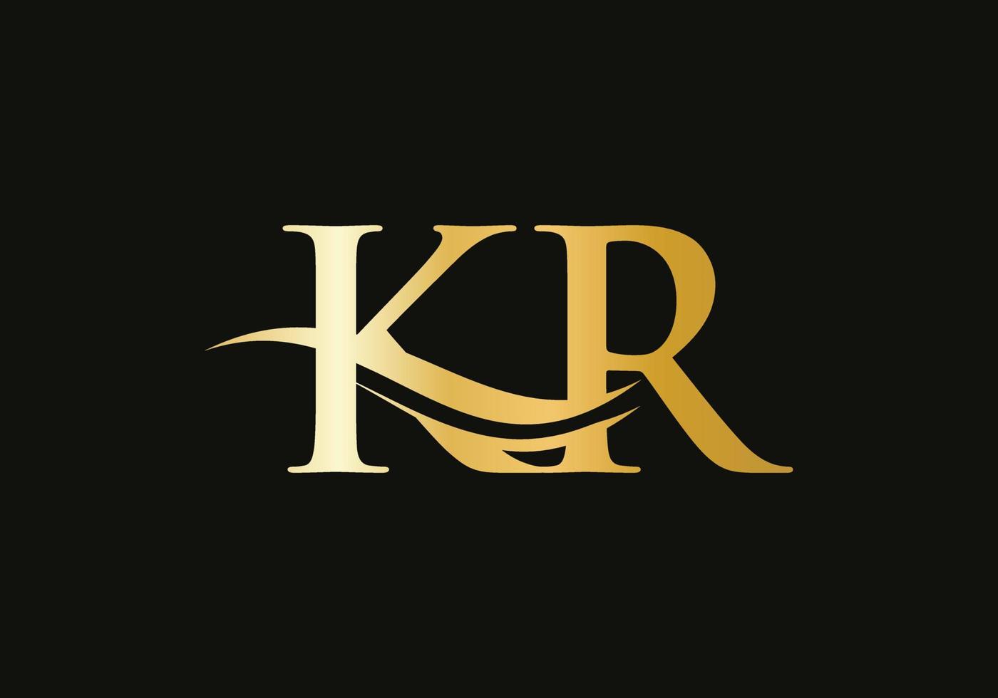 diseño del logotipo de la letra kr de swoosh para la identidad comercial y de la empresa. logotipo de kr de onda de agua con moda moderna vector