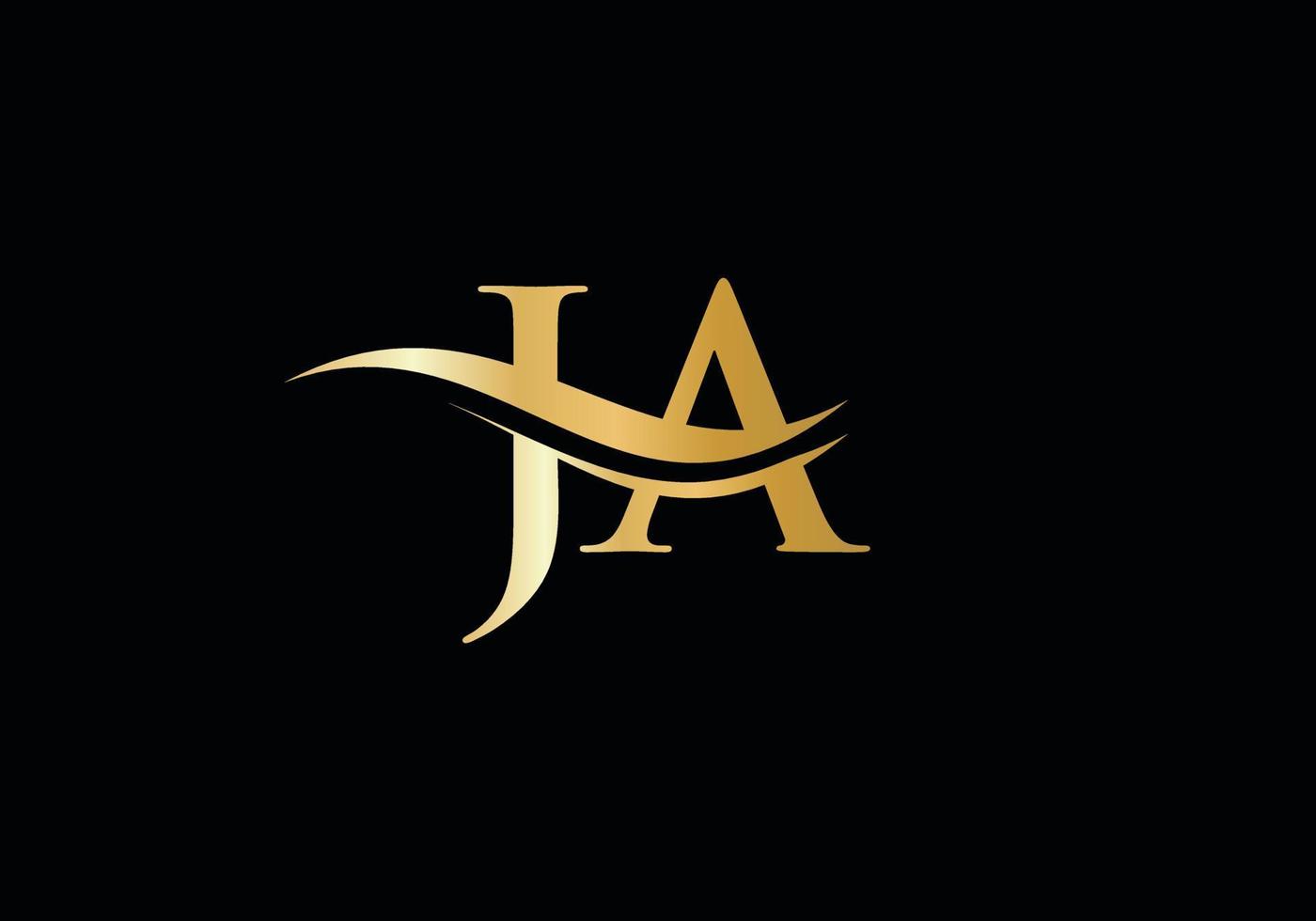 Initial JA letter linked logo vector template. Swoosh letter JA logo design. J A Logo design with modern trendy