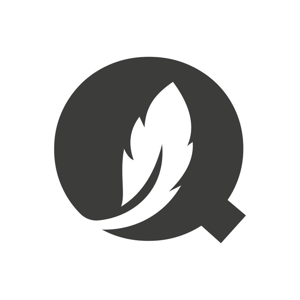 Letter Q Bird Feather Logo Design Concept For Law Identity Vector Template