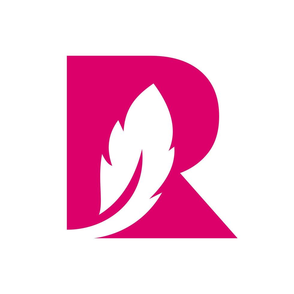 concepto de diseño de logotipo de pluma de pájaro de letra r para plantilla de vector de identidad de ley