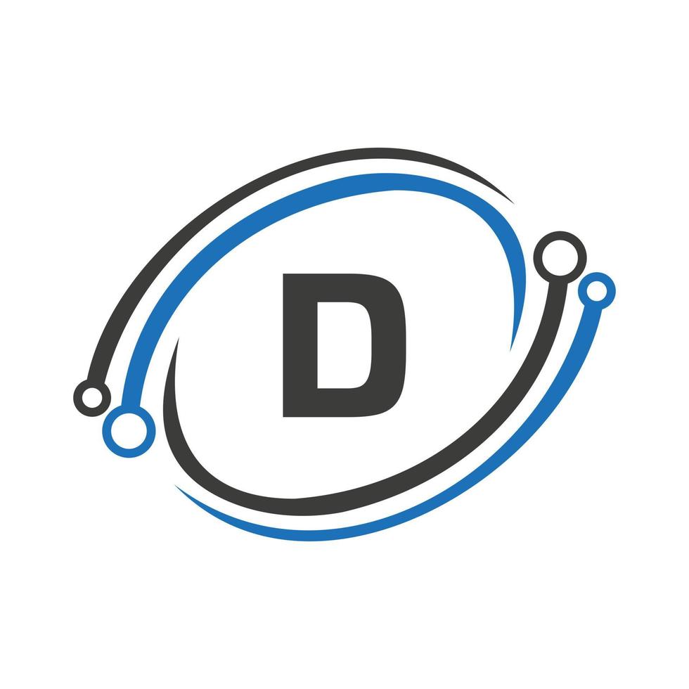 Technology Logo Design On D Letter Concept. Technology Network Logo Template vector