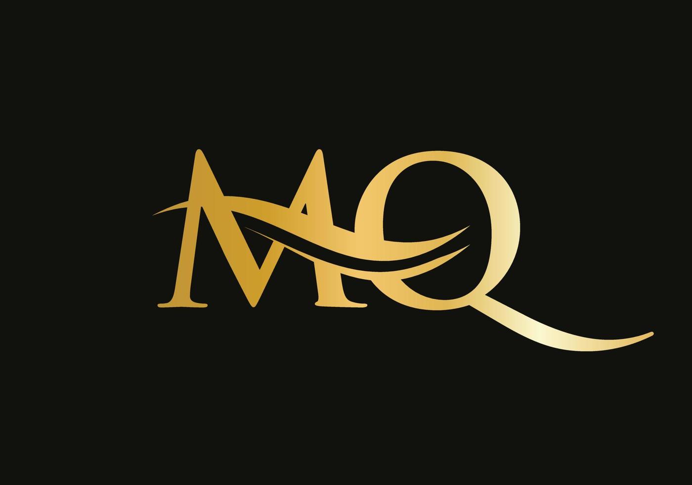 Water Wave MQ Logo Vector. Swoosh Letter MQ Logo Design for business and company identity vector