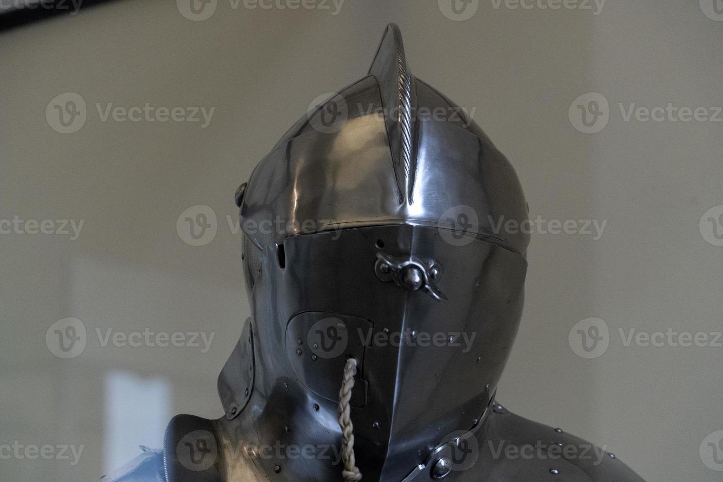 Medieval armor iron helmet detail photo