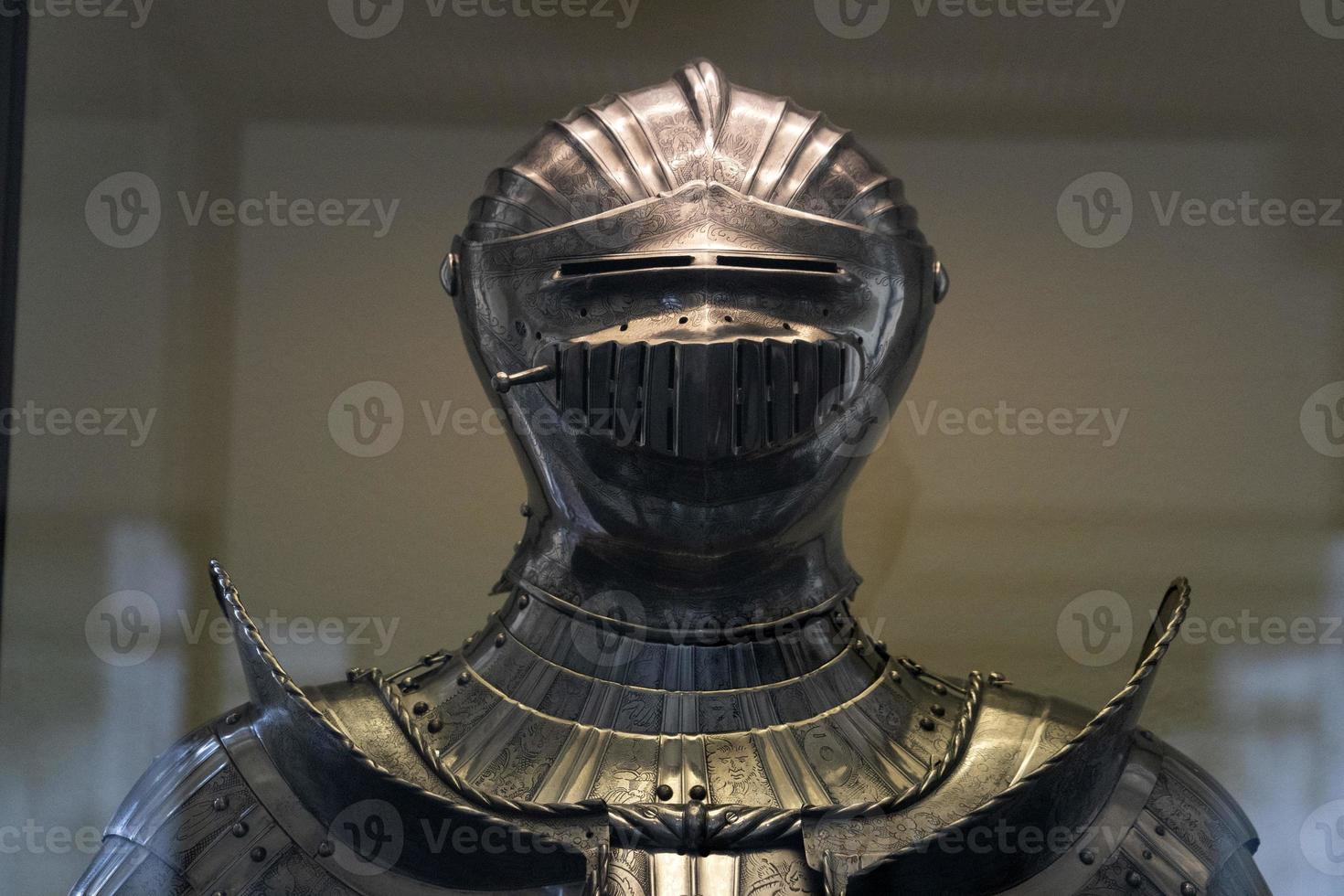 Medieval armor iron helmet detail photo