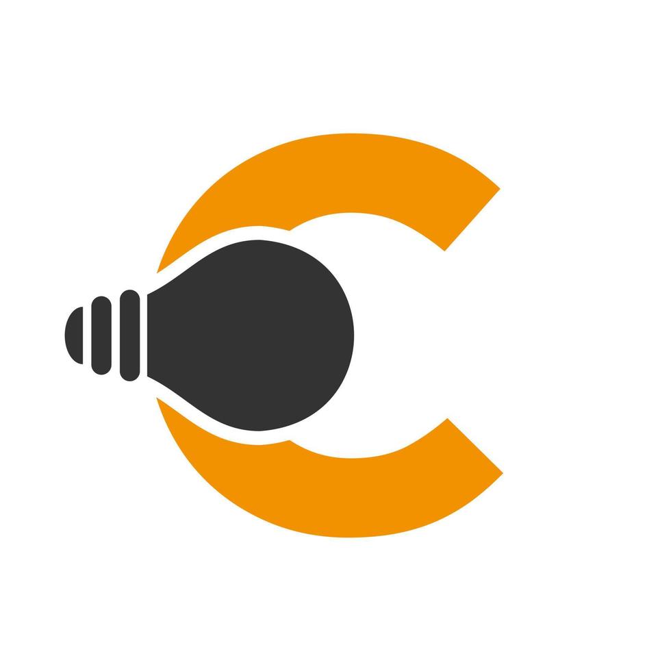 el logotipo eléctrico de la letra c se combina con la plantilla de vector de icono de bombilla eléctrica. bombilla logotipo signo símbolo