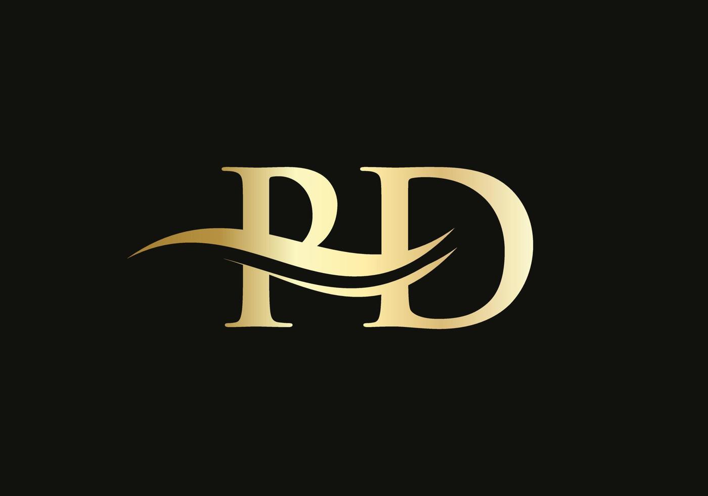 Gold PD letter logo design. PD logo design with creative and modern trendy vector