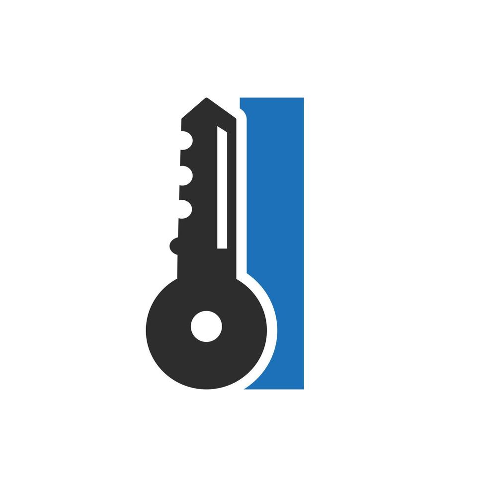 Letter I Key Logo Combine With House Locker Key For Real Estate and House Rental Symbol Vector Template