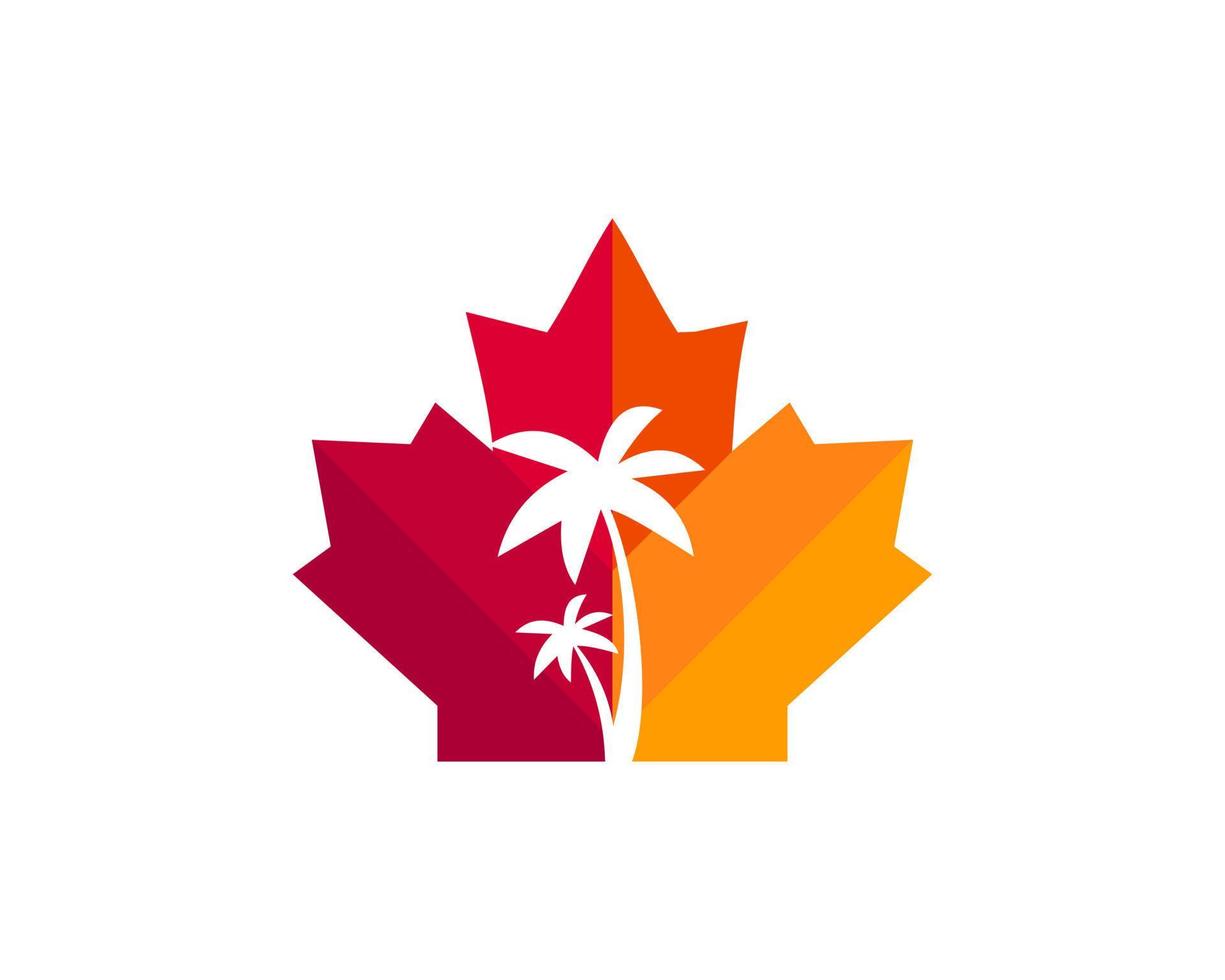 diseño del logotipo de la palmera de arce. logotipo de palma canadiense. hoja de arce con vector de palmera