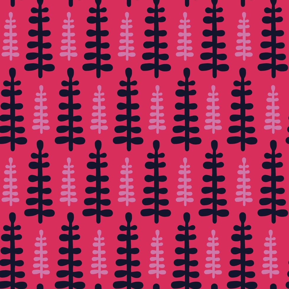 floral pattern texture with black and pink flowers on red background vector