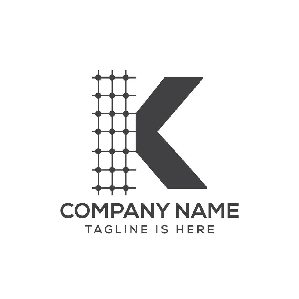 Letter K Architecture Logo Design. Real Estate Icon, Architect and Construction Symbol Vector Template