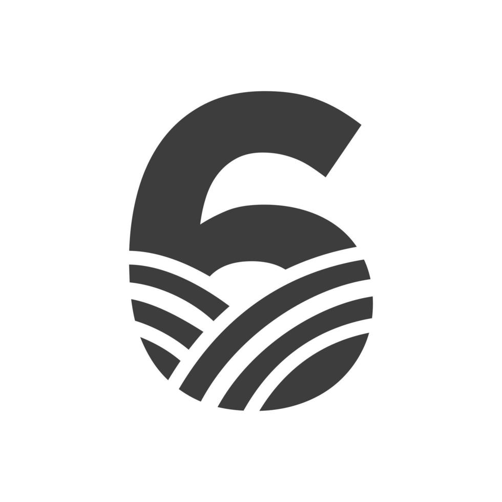 Agriculture Logo On Letter 6 Concept. Farm Logo Based on Alphabet for Bakery, Bread, Pastry, Home Industries Business Identity vector