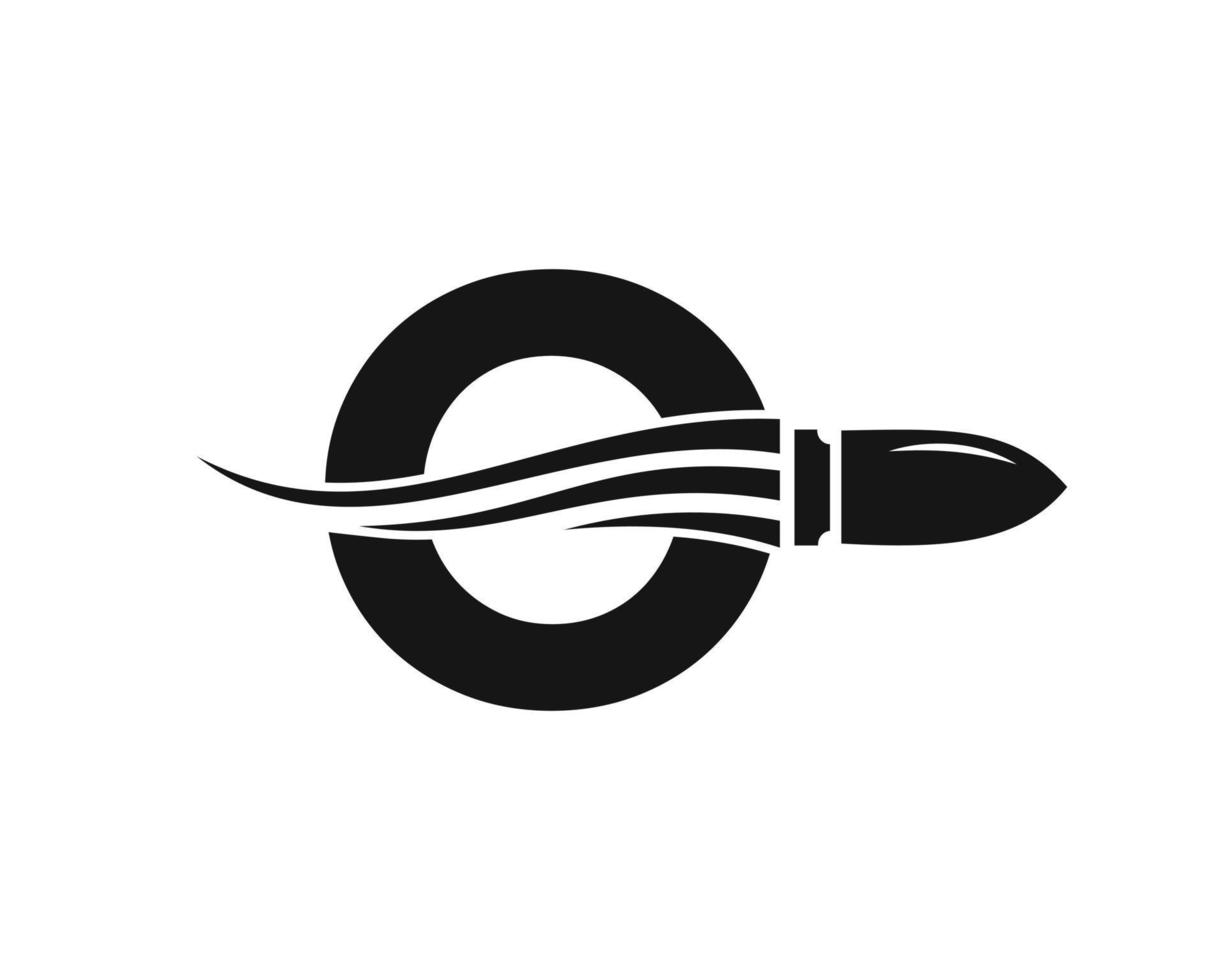 Initial Letter O Shooting Bullet Logo With Concept Weapon For Safety and Protection Symbol vector