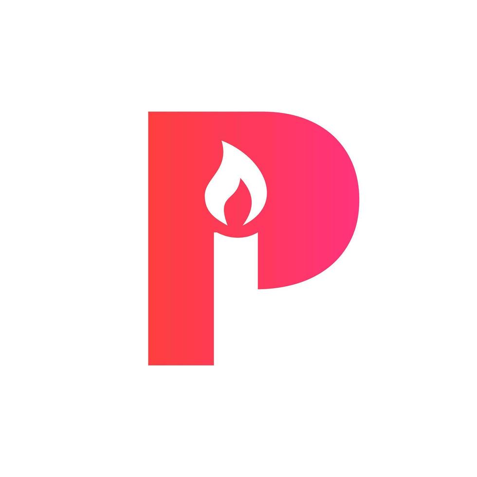 Letter P Candle Logo Design For Event, Celebration and Party Symbol Vector