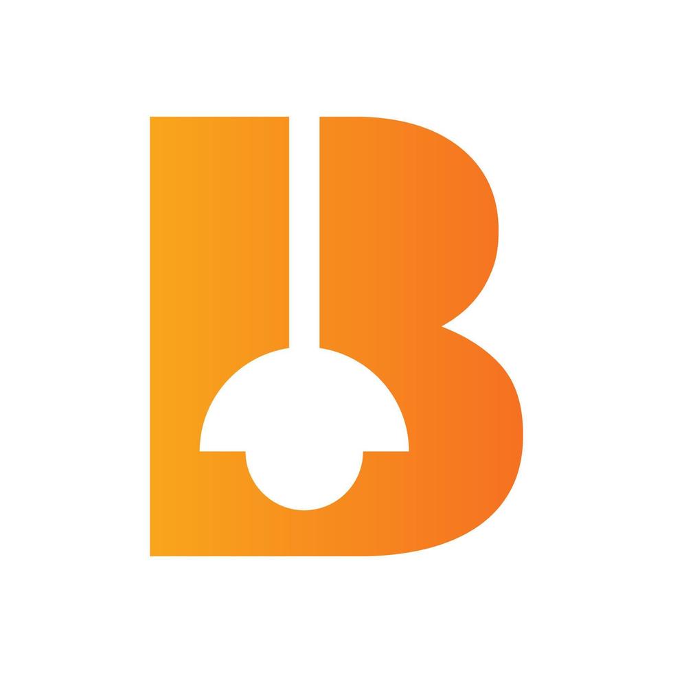 logotipo de lámpara de letra b combinado con plantilla de vector de lámpara colgante