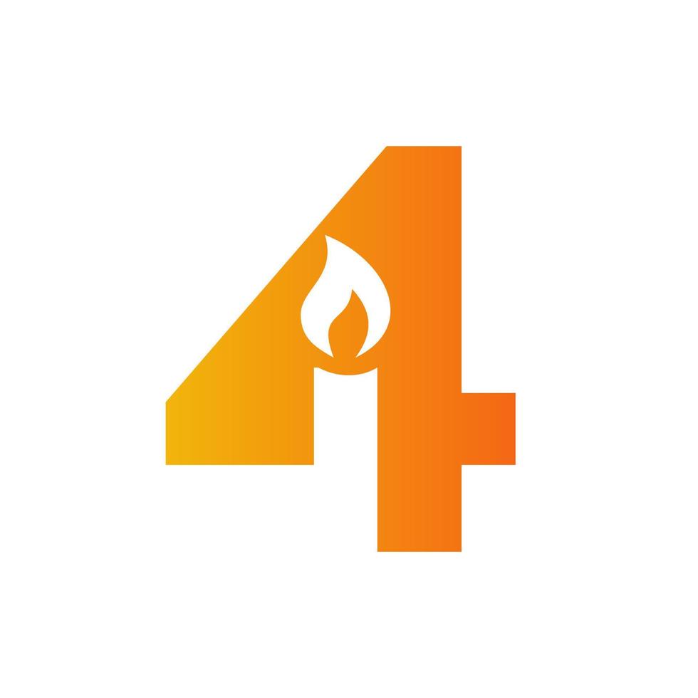 Letter 4 Candle Logo Design For Event, Celebration and Party Symbol Vector