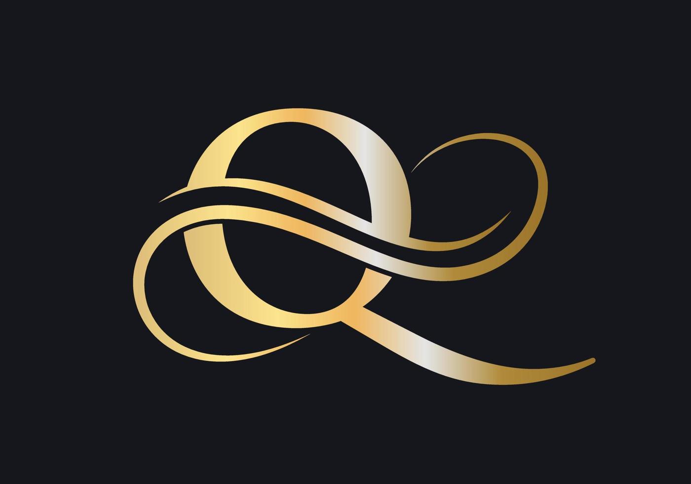 Letter Q Logo Luxurious Sign with Golden Luxury Color and Monogram Symbol vector