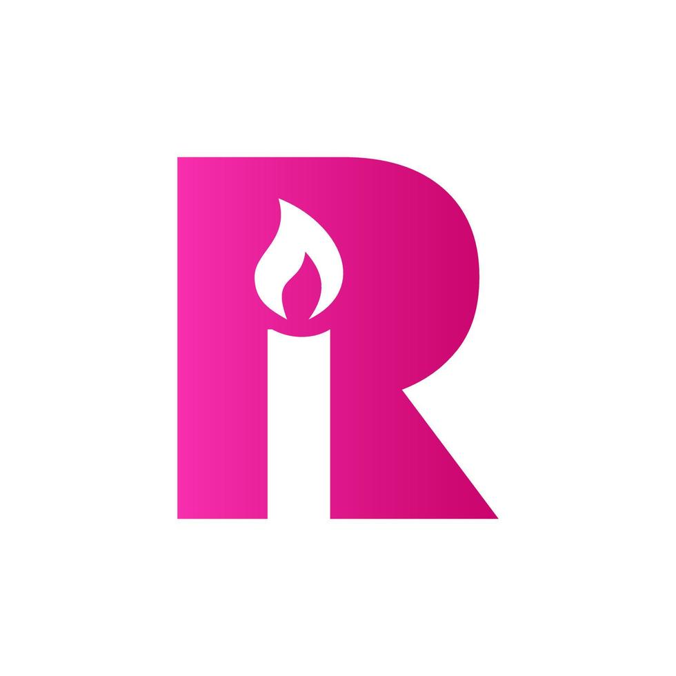Letter R Candle Logo Design For Event, Celebration and Party Symbol Vector