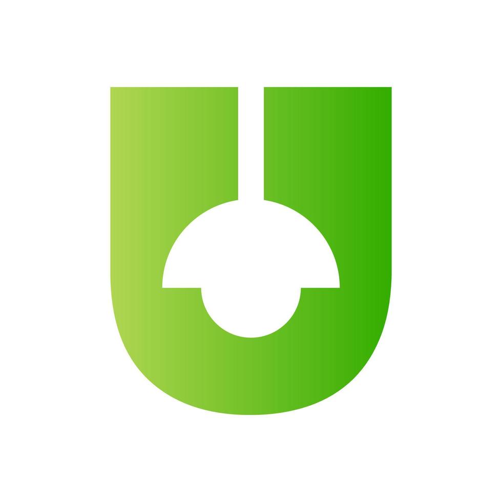 Letter U Lamp Logo Combined With Hanging Lamp Vector Template