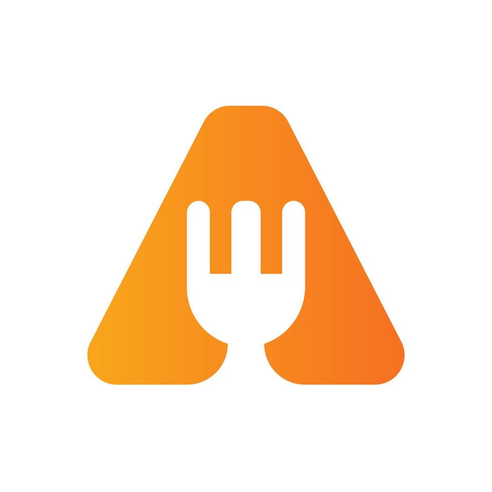 Letter A Restaurant Logo Combined with Fork Icon Vector Template
