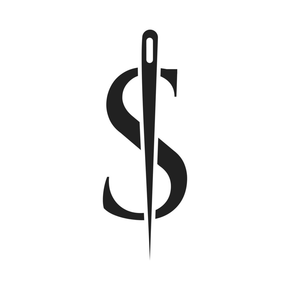 Letter S Tailor Logo, Needle and Thread Combination for Embroider, Textile, Fashion, Cloth, Fabric Template vector