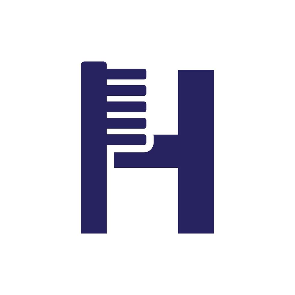 Initial Letter H Dental Logo Combine With Tooth Brush Symbol Template vector