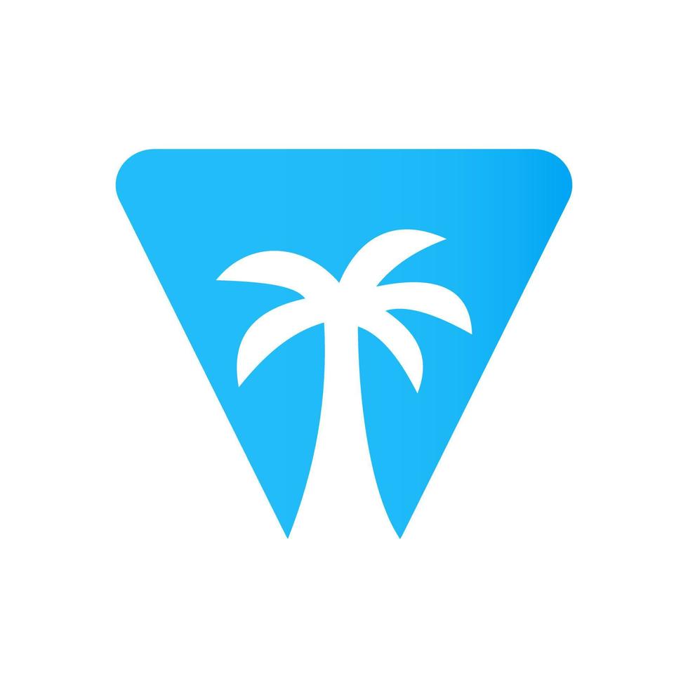 Letter V Palm Tree Logo Design Concept For Travel Beach Landscape Icon Vector Template