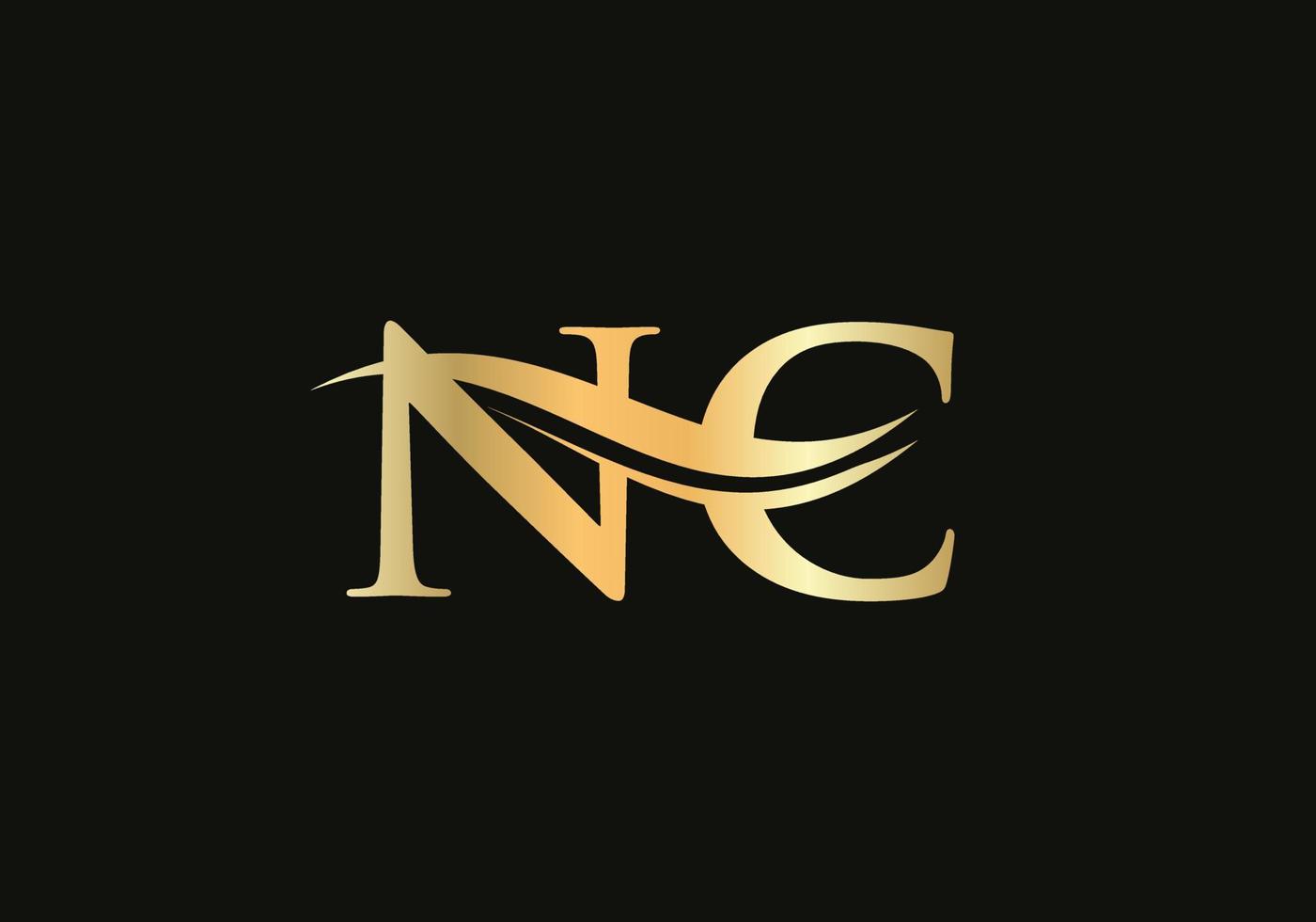 diseño inicial del logotipo nc de la letra dorada. diseño de logotipo nc con moda moderna vector