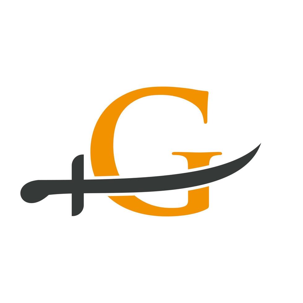 Letter G Swords Logo Vector Template. Swords Icon For Protection and Privacy Symbol