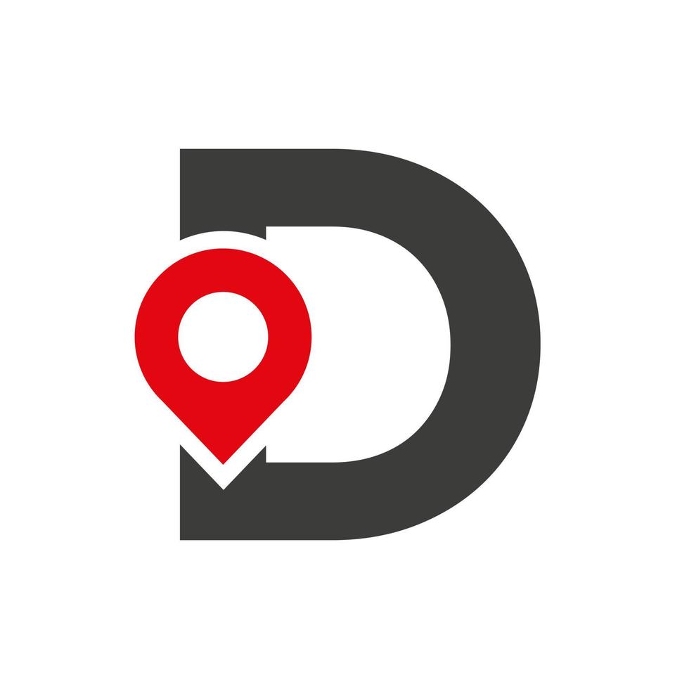 Letter D Location Logo Design Sign. Location Icon Concept With Alphabet For Road Direction Symbol Vector Template