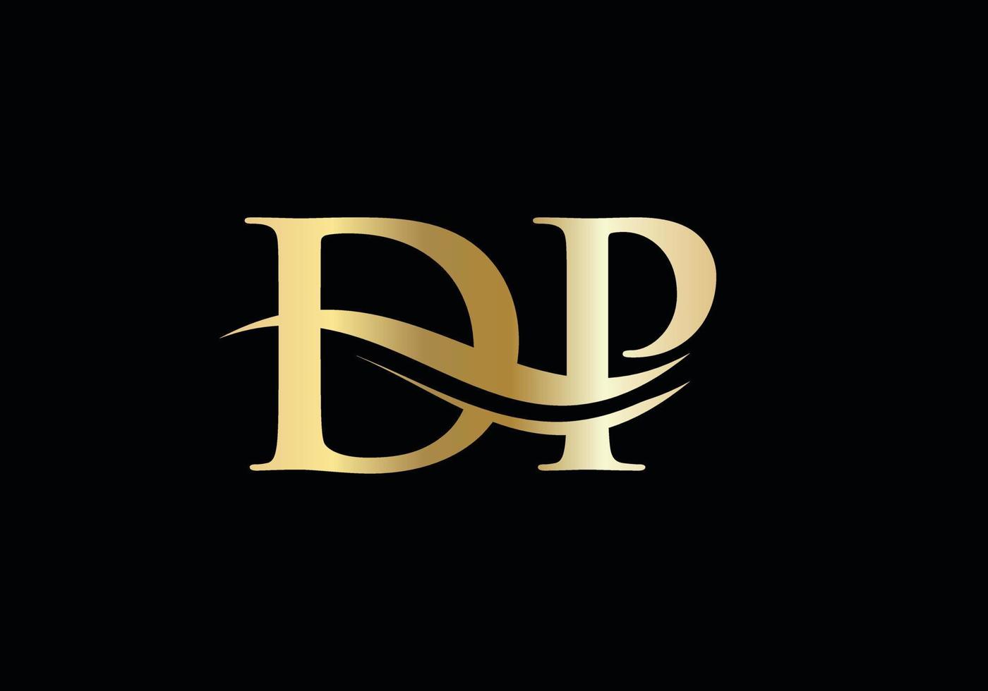 Swoosh Letter DP Logo Design for business and company identity. Water Wave DP Logo with modern trendy vector
