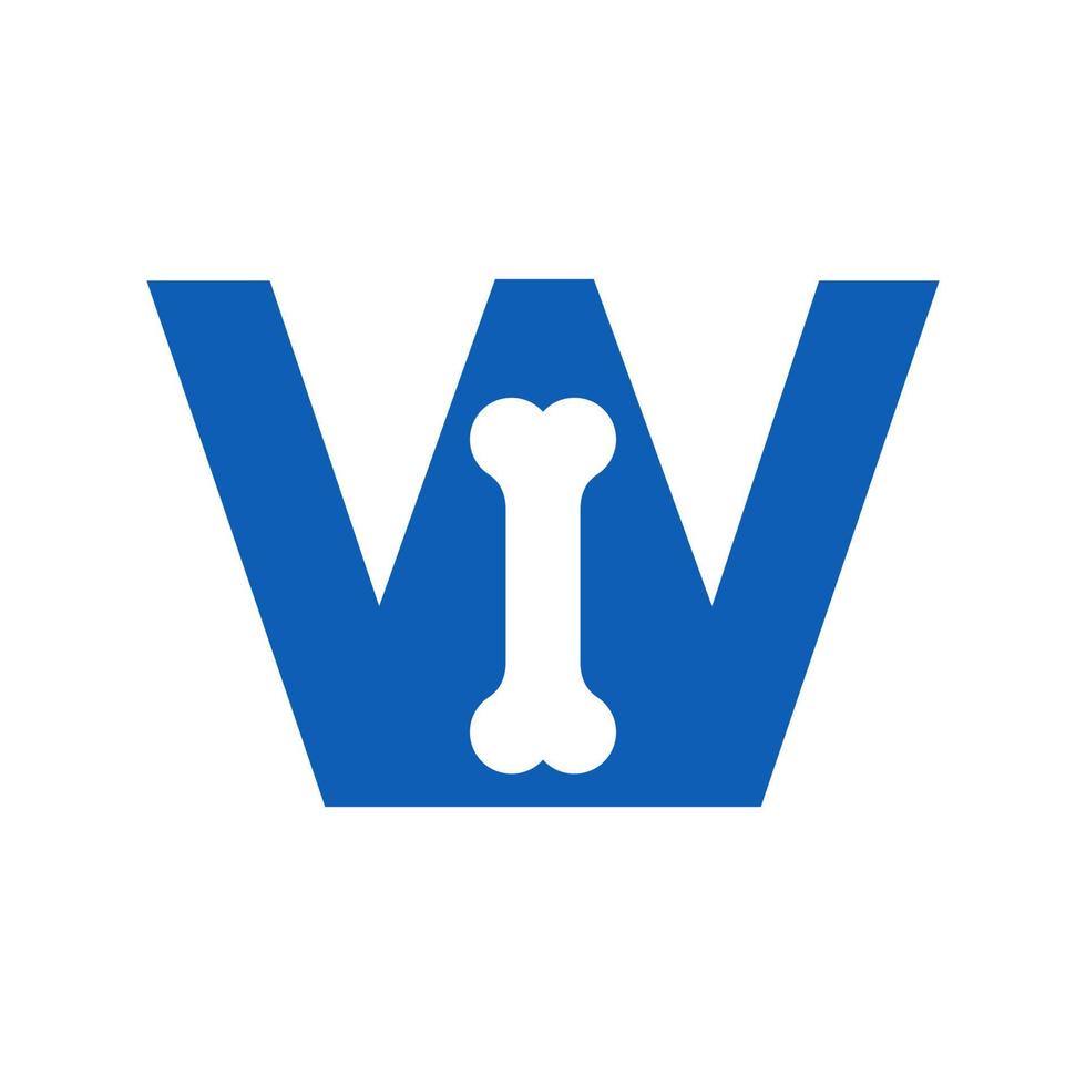 Letter W Dog Logo, Pet Care Logo Design Vector Template