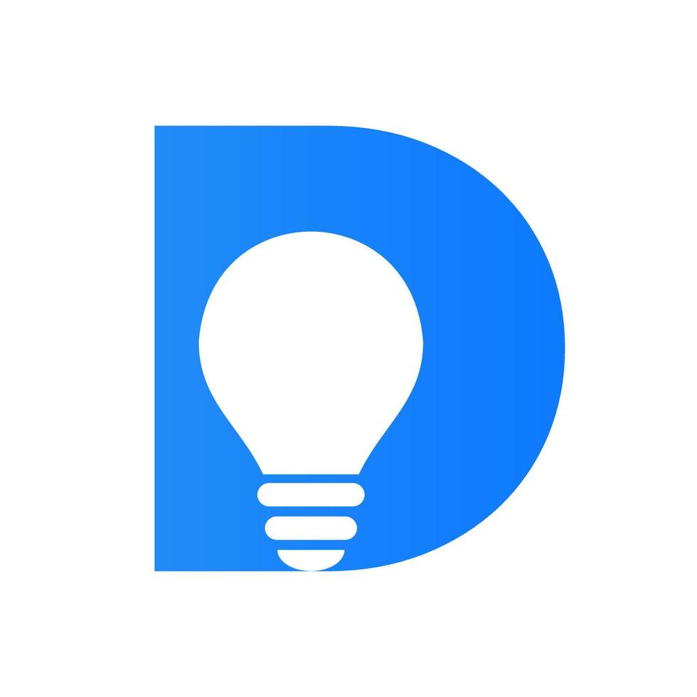 Letter D Electric Logo Combine With Electric Bulb Icon Vector Template. Light Bulb Logotype Sign Symbol