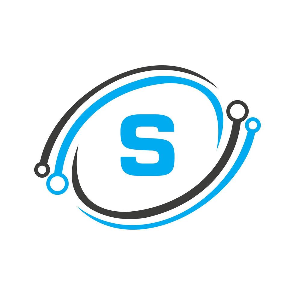 Technology Logo Design On S Letter Concept. Technology Network Logo Template vector
