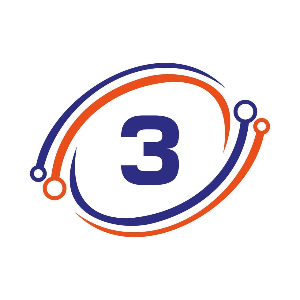 diseño de logotipo de tecnología en concepto de 3 letras. plantilla de logotipo de red de tecnología vector