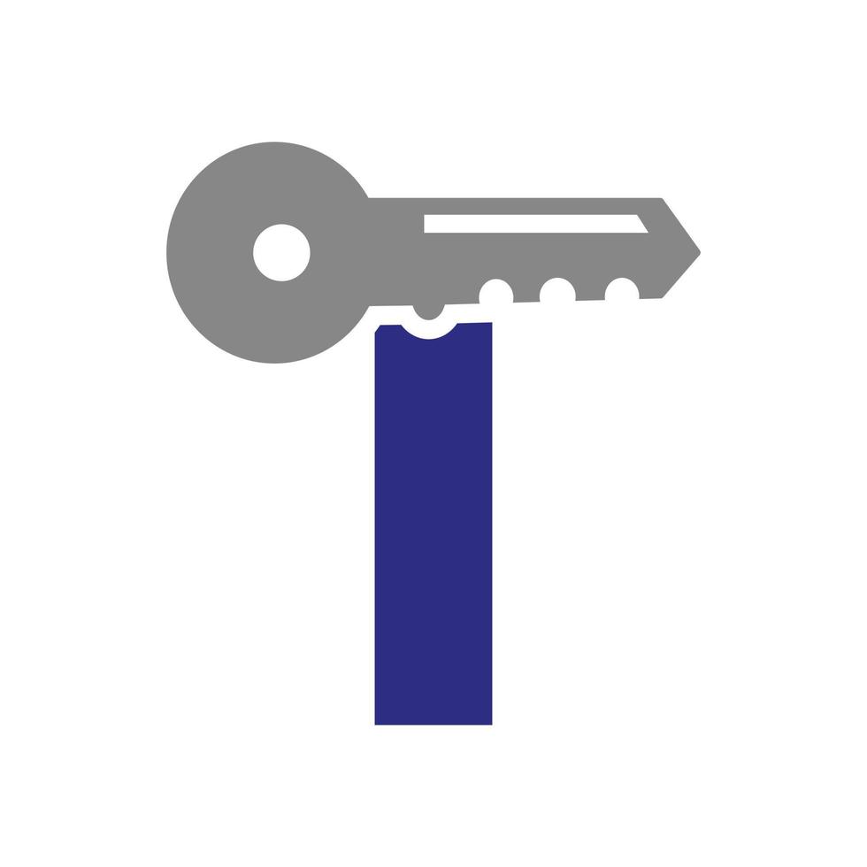 Letter T Key Logo Combine With House Locker Key For Real Estate and House Rental Symbol Vector Template