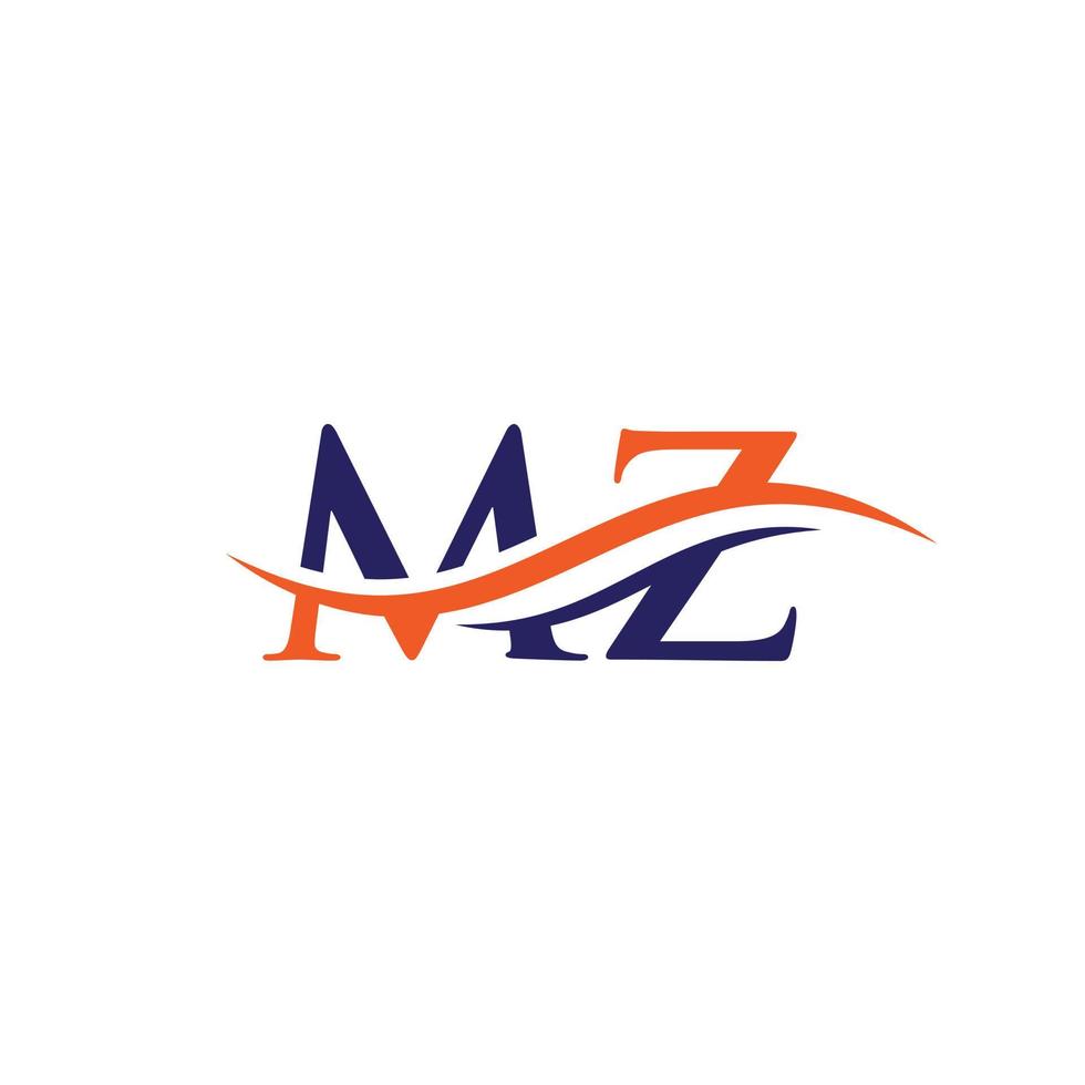 plantilla de vector de logotipo vinculado a la letra mz inicial. diseño del logotipo swoosh letter mz. vector de diseño de logotipo mz