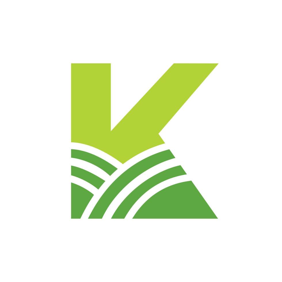 logotipo de la agricultura de la letra k. logotipo de agro granja basado en el alfabeto para panadería, pan, pastel, café, pastelería, identidad comercial de industrias domésticas vector